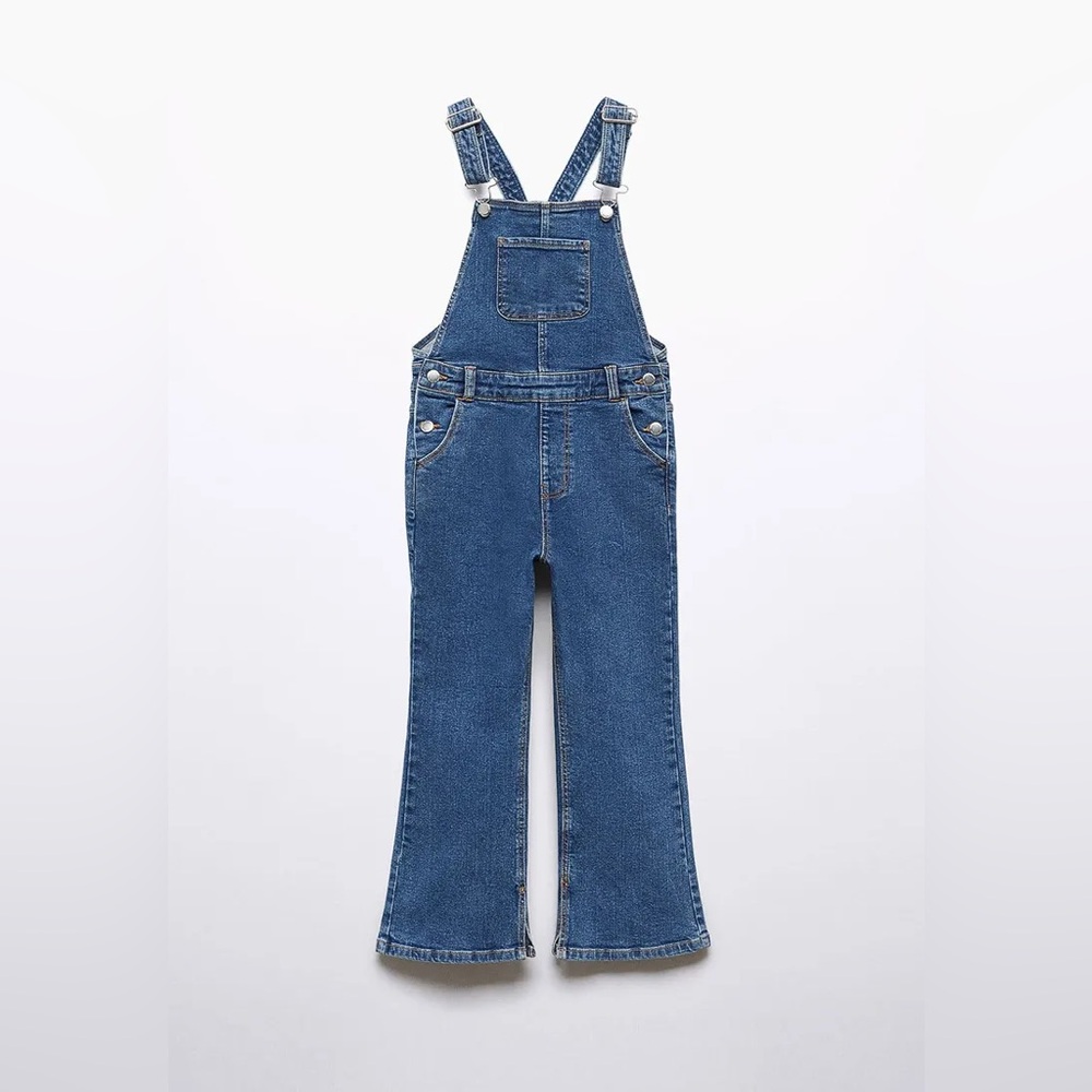 Mango MNG Girls Kids Blue Denim Jean Overalls